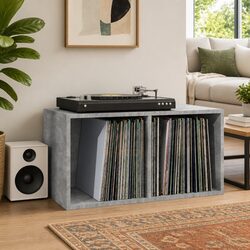 Grey Vinyl Record Storage Box 71x34x36cm Engineered Wood