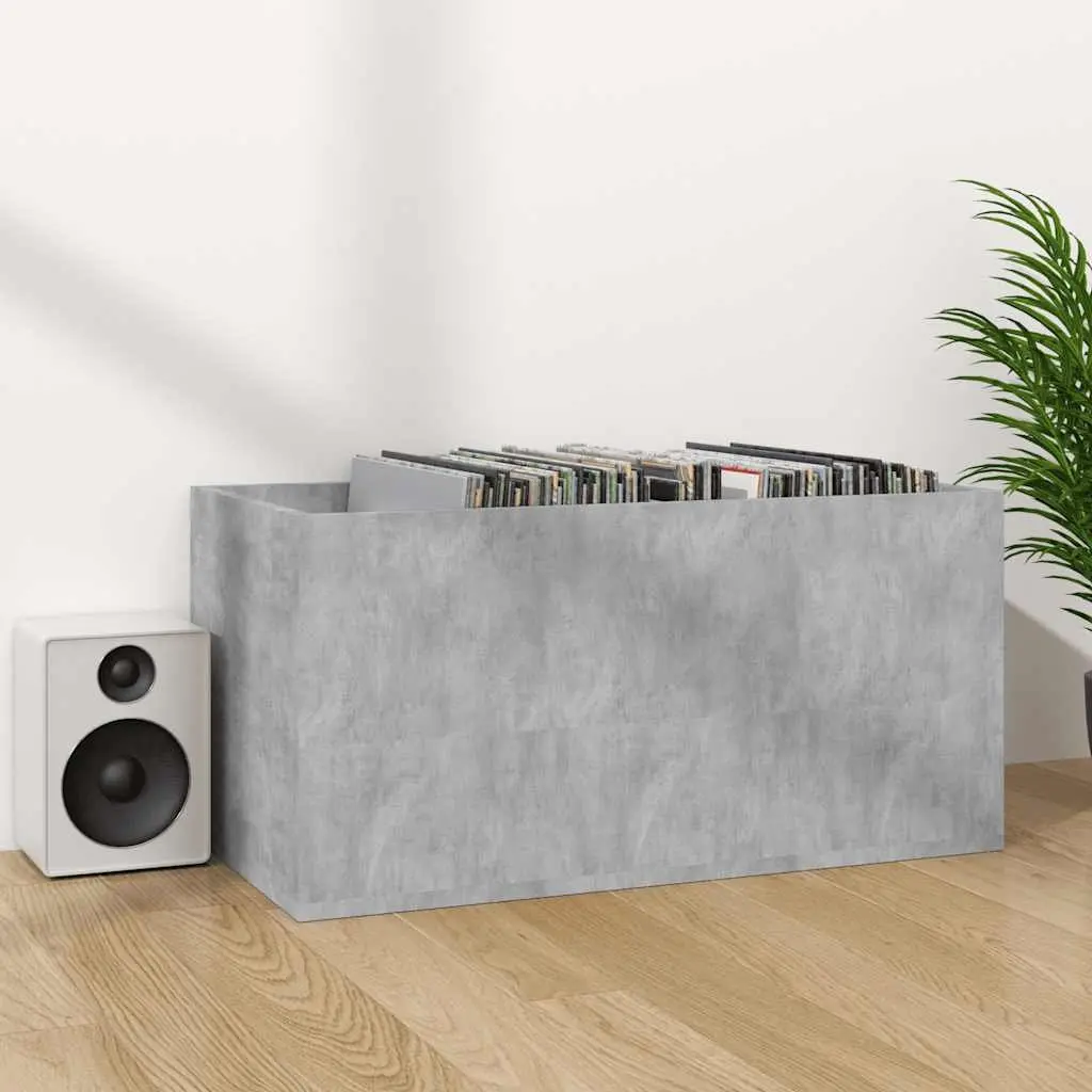 Grey Vinyl Record Storage Box 71x34x36cm Engineered Wood