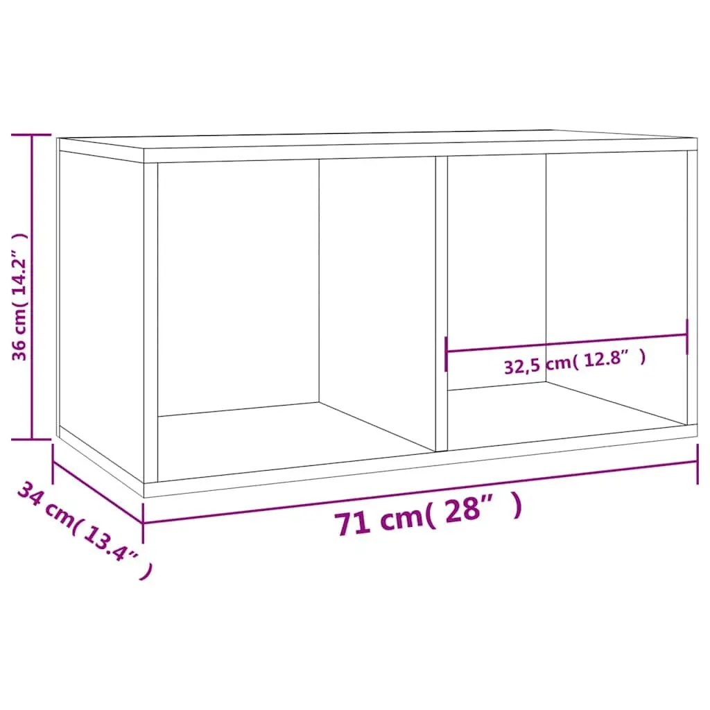 Grey Vinyl Record Storage Box 71x34x36cm Engineered Wood