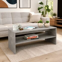 Premium Grey Engineered Wood Coffee Table with Open Shelf
