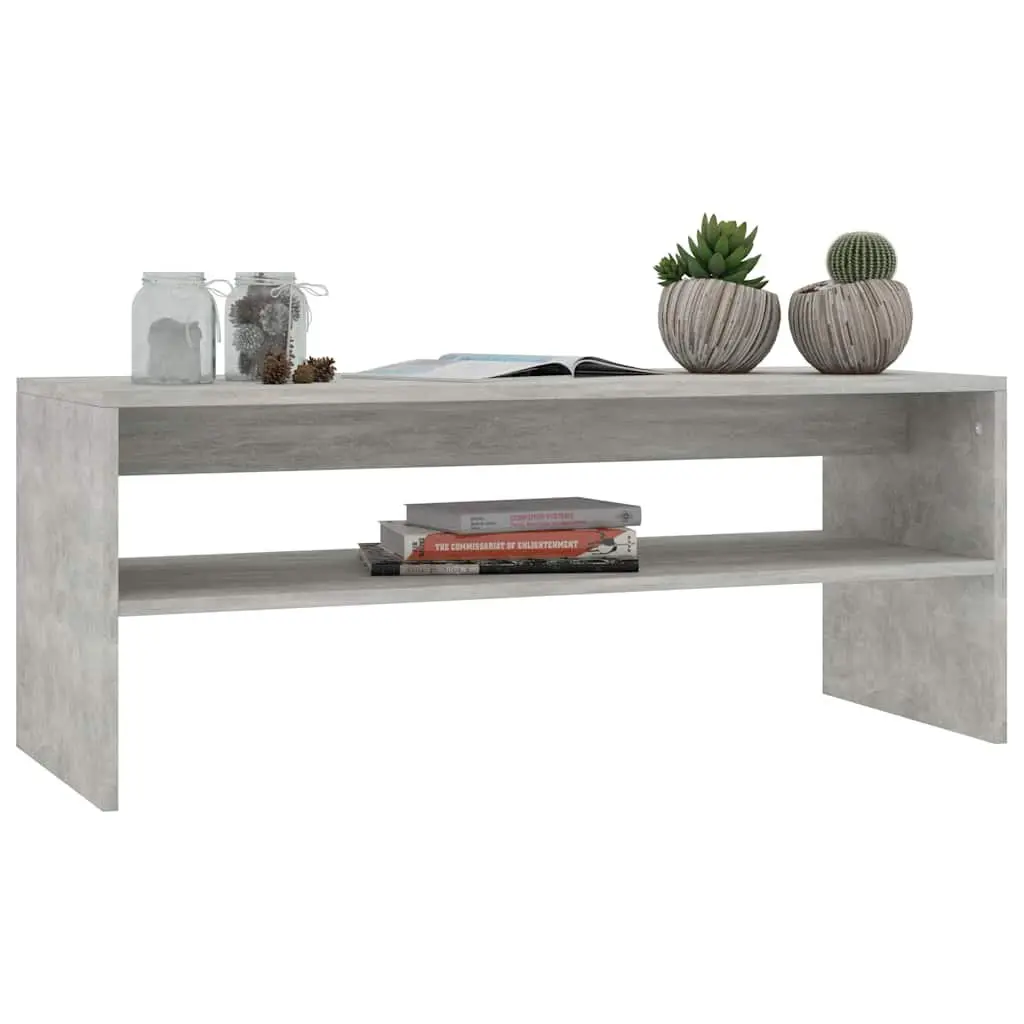 Grey Engineered Wood Coffee Table with Open Shelf
