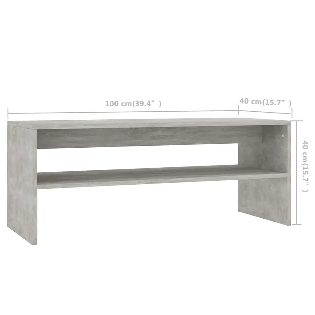 Grey Engineered Wood Coffee Table with Open Shelf