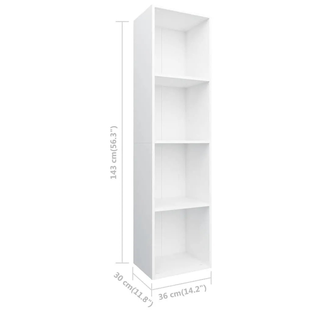 Book Cabinet Engineered Wood 36x30x143 cm White Storage Shelf Unit