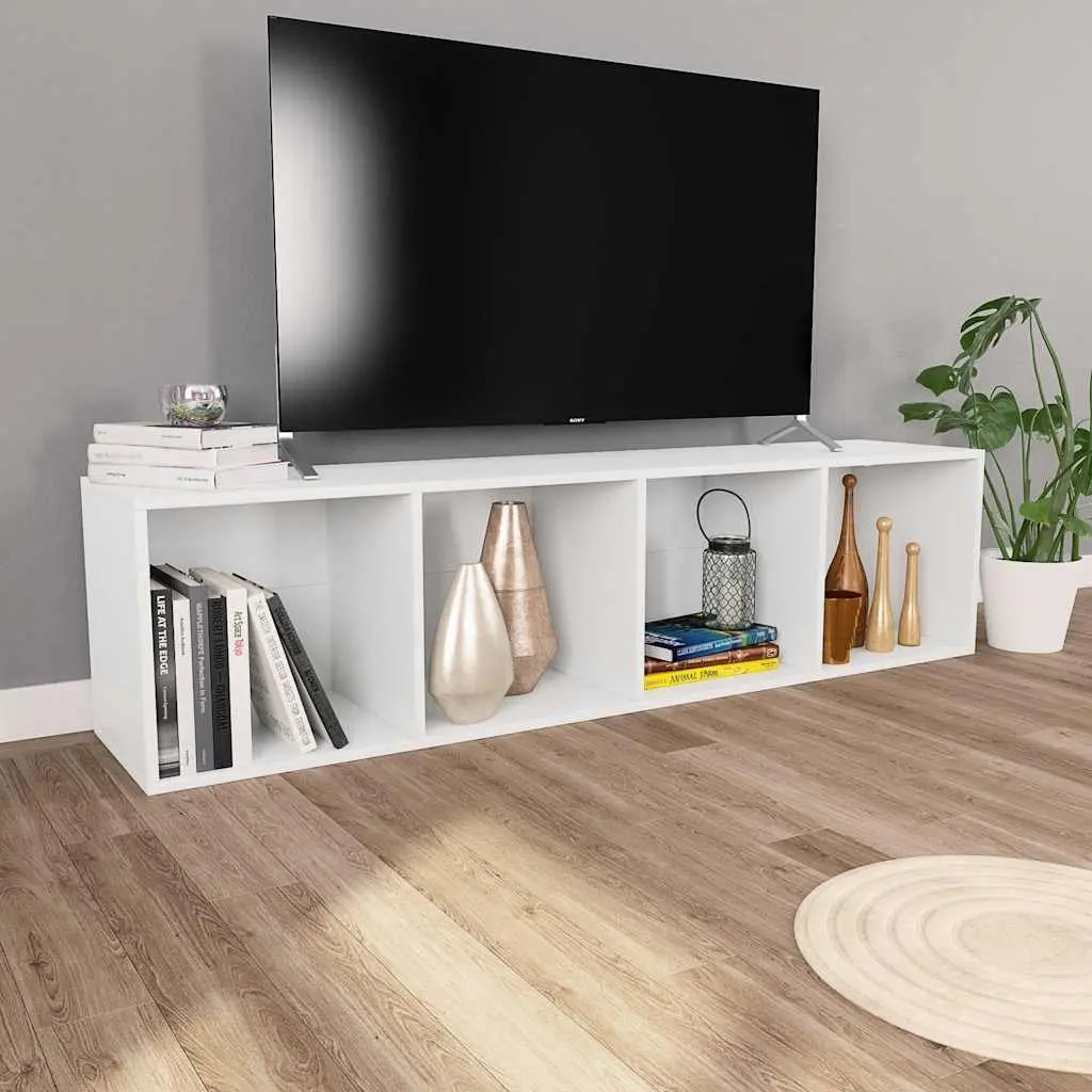 Book Cabinet Engineered Wood 36x30x143 cm White Storage Shelf Unit