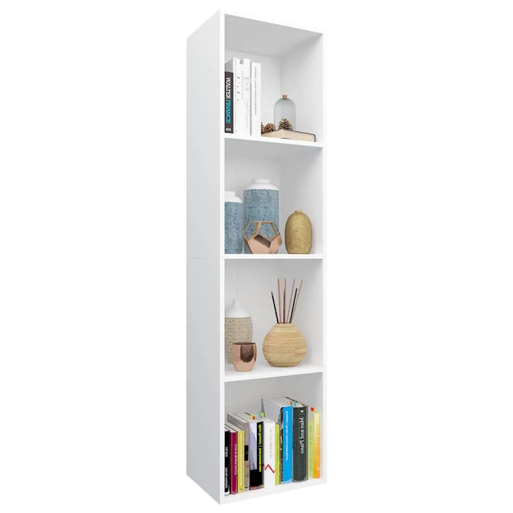 Book Cabinet Engineered Wood 36x30x143 cm White Storage Shelf Unit