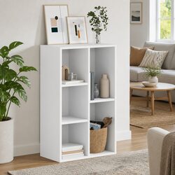 Modern White Book Cabinet with Versatile Storage
