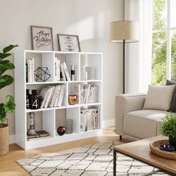 Sturdy White Book Cabinet with 8 Compartments