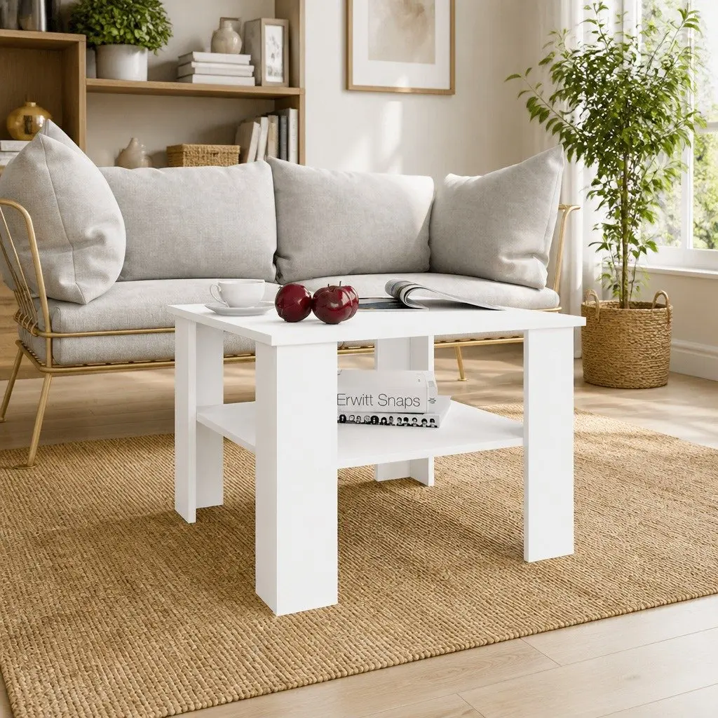 Coffee Table Engineered Wood 60x60x42cm White
