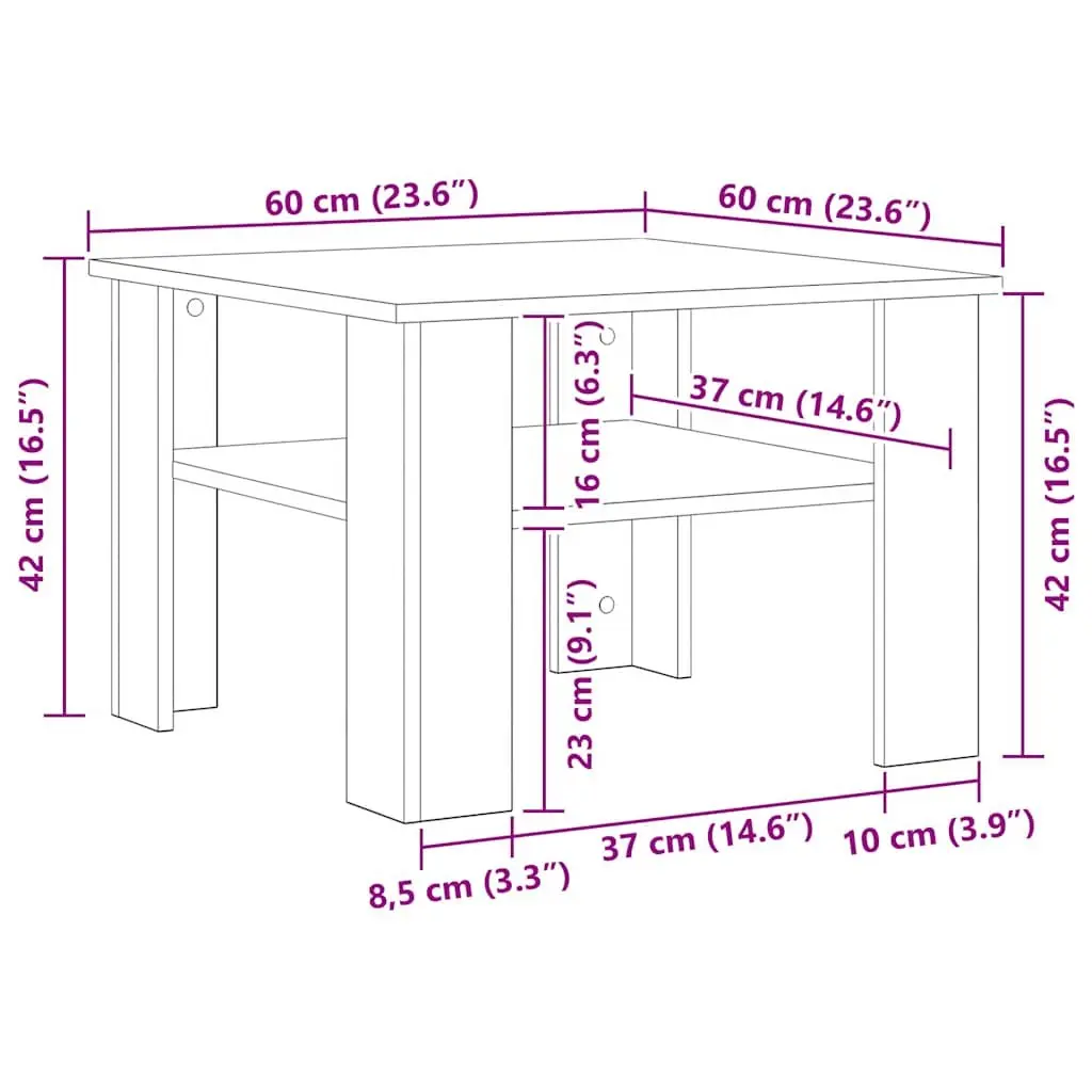 Coffee Table Engineered Wood 60x60x42cm White