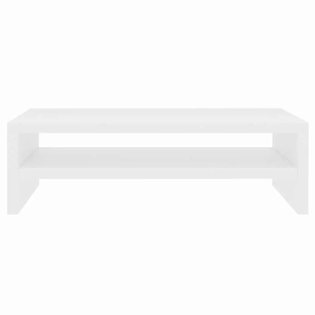 White Engineered Wood Monitor Stand with Storage Shelf