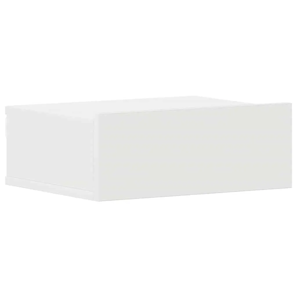 Floating Bedside Table White Wall-Mounted Nightstand Storage Drawer Compact