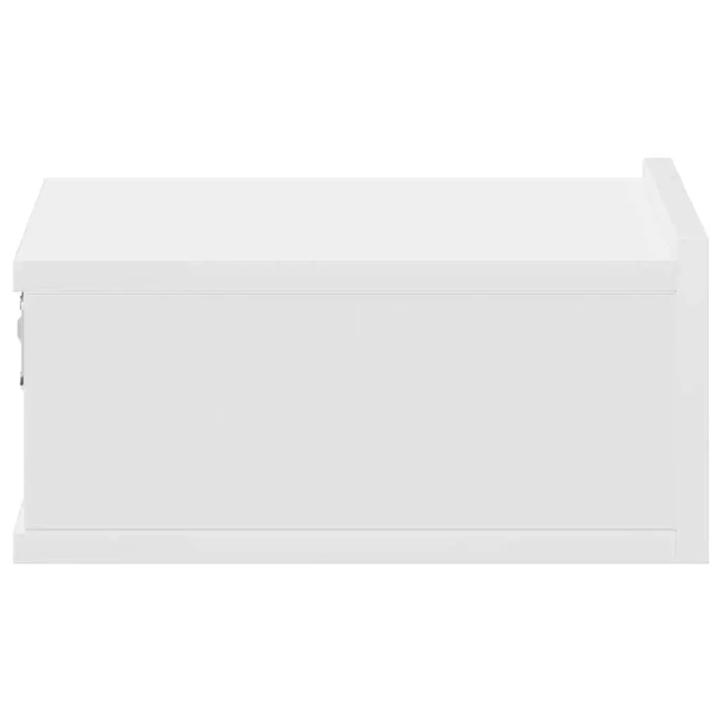 Floating Bedside Table White Wall-Mounted Nightstand Storage Drawer Compact