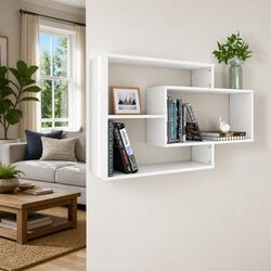 White Wall Shelves with 3 Open Compartments for Storage