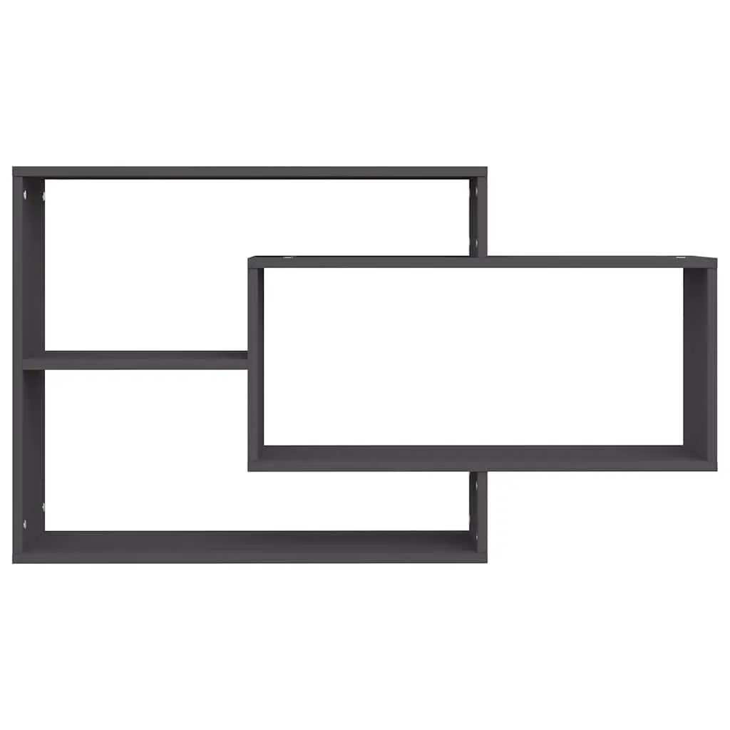 Wall Shelves Engineered Wood Grey 104x20x58.5 cm Open Compartment Storage Display Shelving Unit