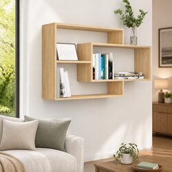 Durable Brown Engineered Wood Wall Shelves with 3 Compartments