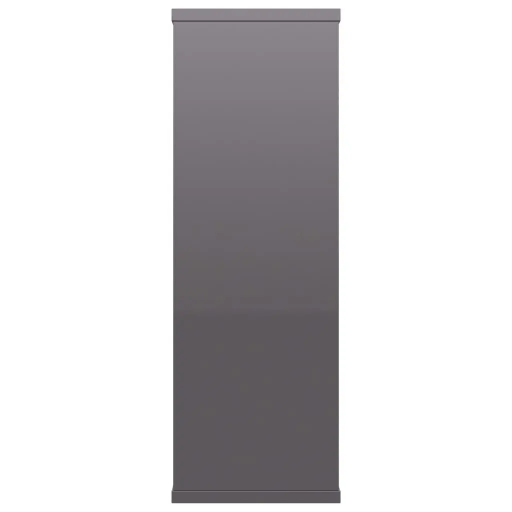 Wall Shelves Grey High Gloss Storage Display Unit Open Compartments Home Office