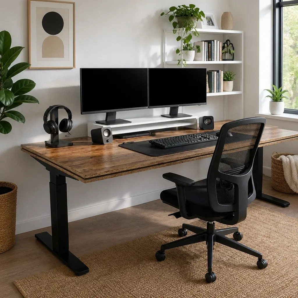 Monitor Stand White Desk Riser Organiser Shelf Home Office Gaming Workstation