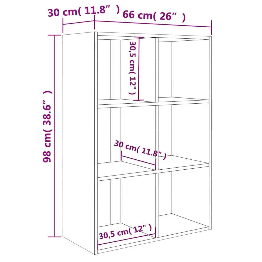 White Book Cabinet with 6 Storage Compartments