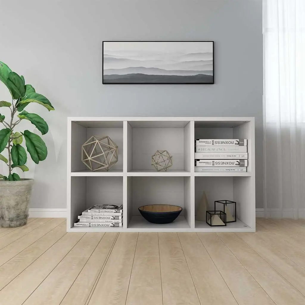 White Book Cabinet with 6 Storage Compartments