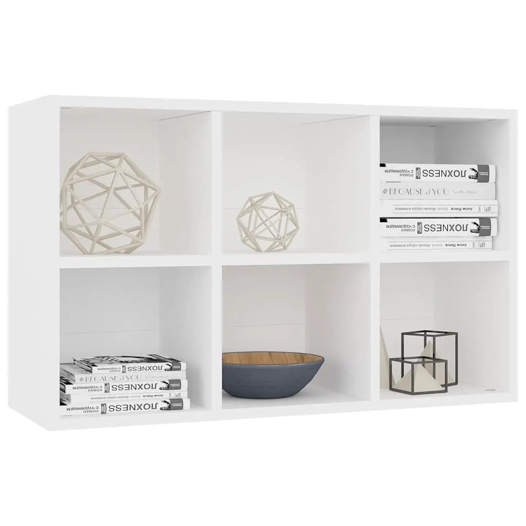 White Book Cabinet with 6 Storage Compartments