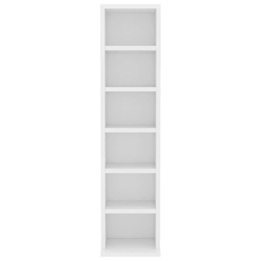 White CD Cabinet with Six Compartments 21x20x88 cm