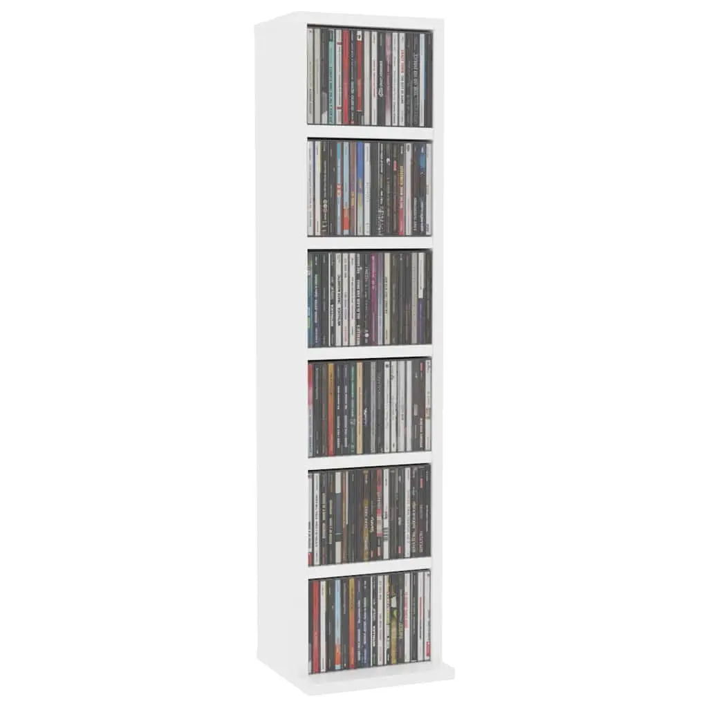 White CD Cabinet with Six Compartments 21x20x88 cm