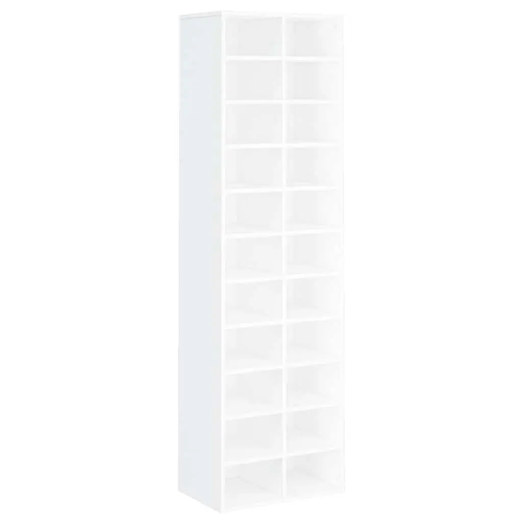 White Shoe Cabinet 54x34x183cm with 22 Compartments