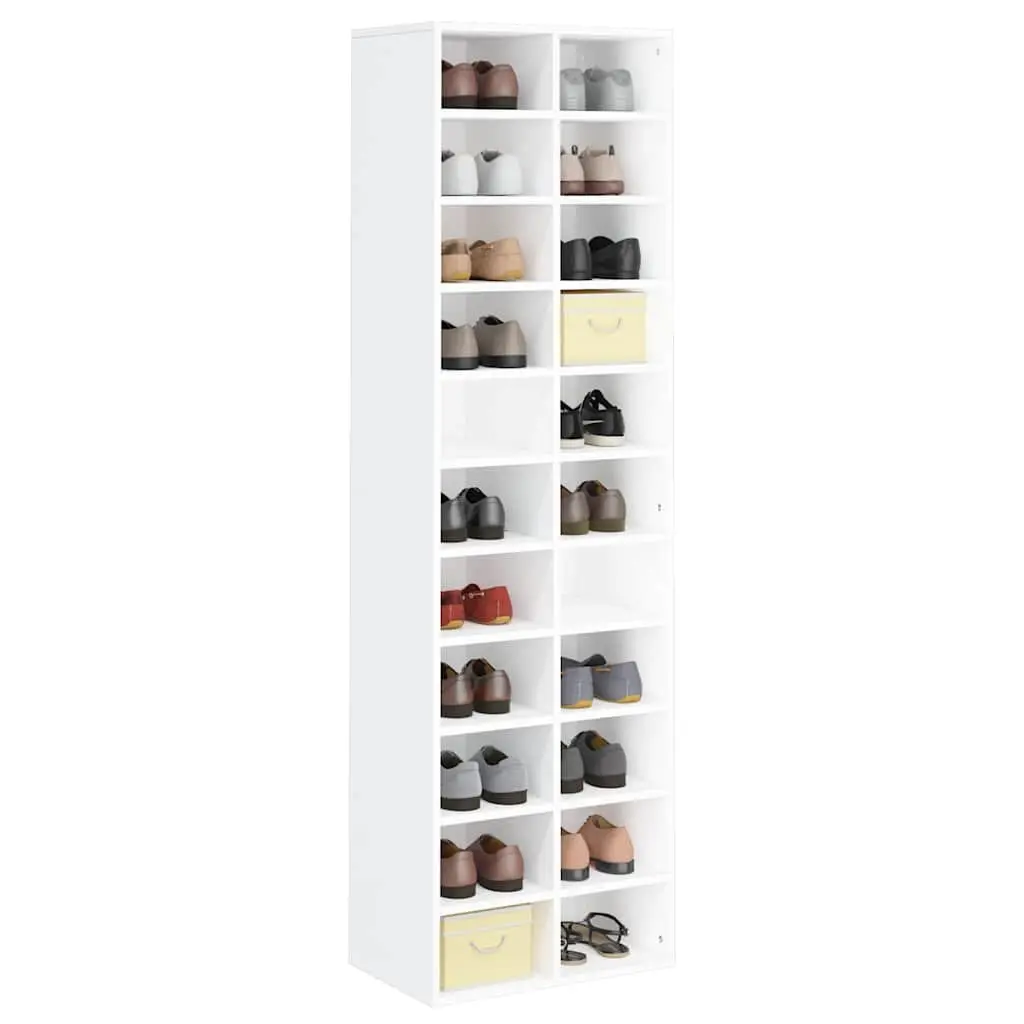 White Shoe Cabinet 54x34x183cm with 22 Compartments