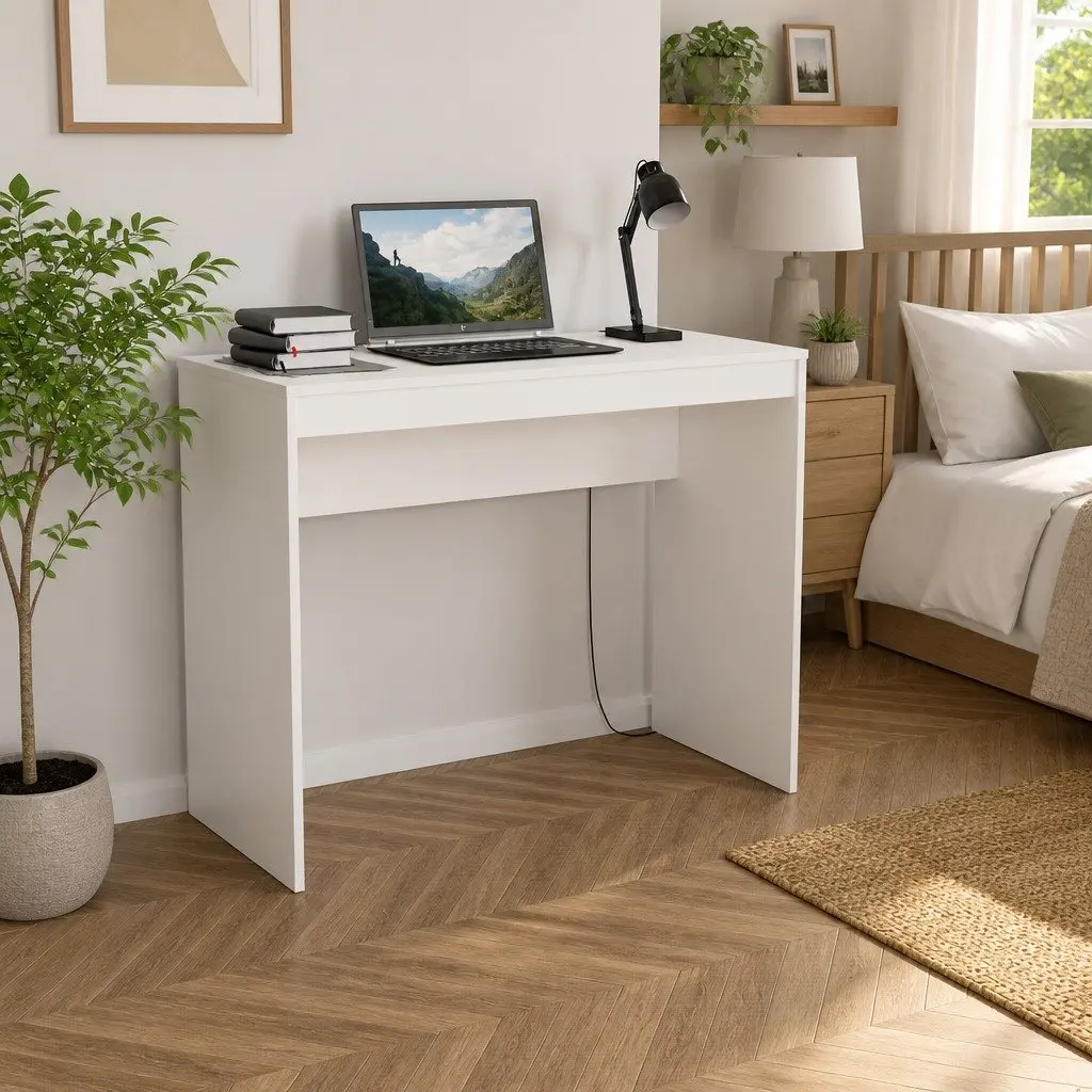 Engineered Wood White Computer Desk 90x40x72cm