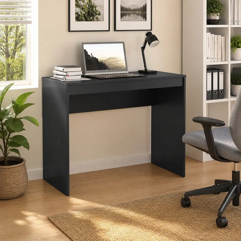 Black Engineered Wood Study Table