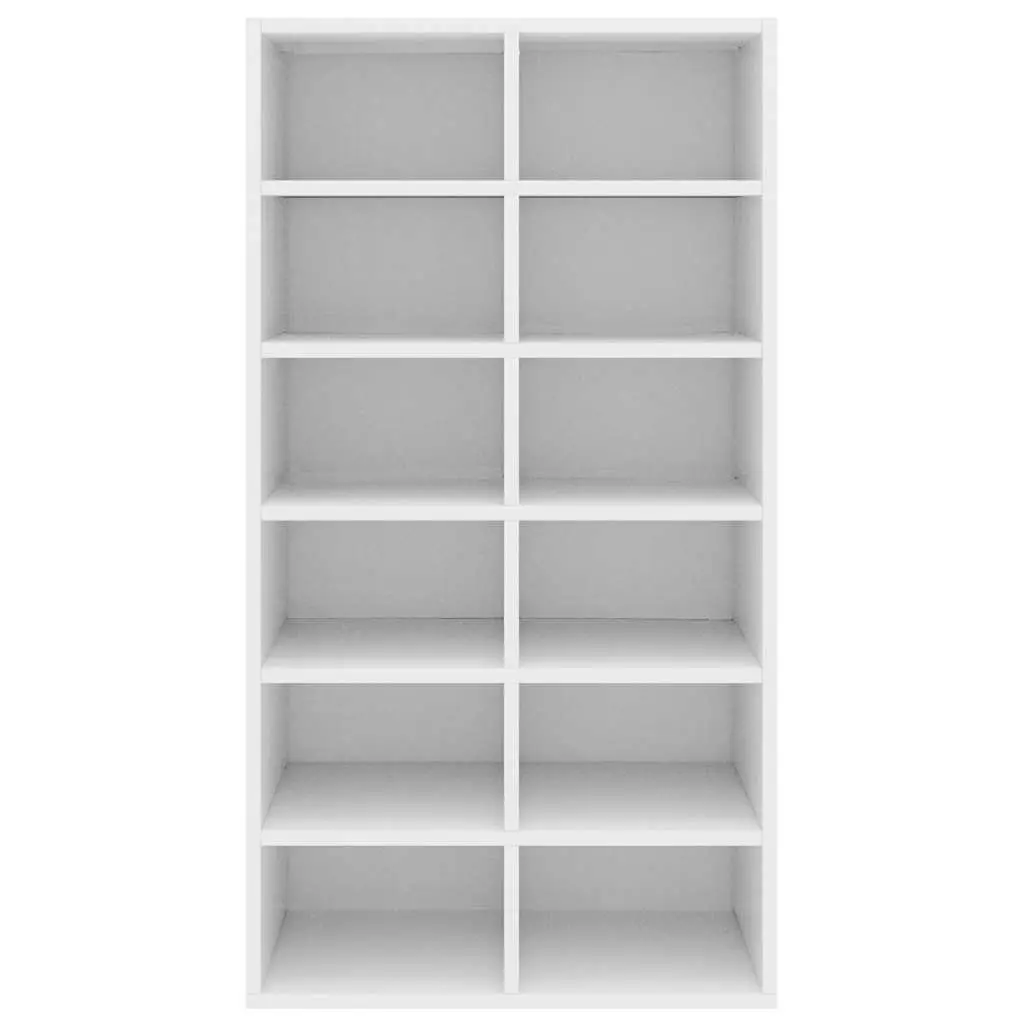 White Shoe Rack with 12 Compartments for Organized Storage