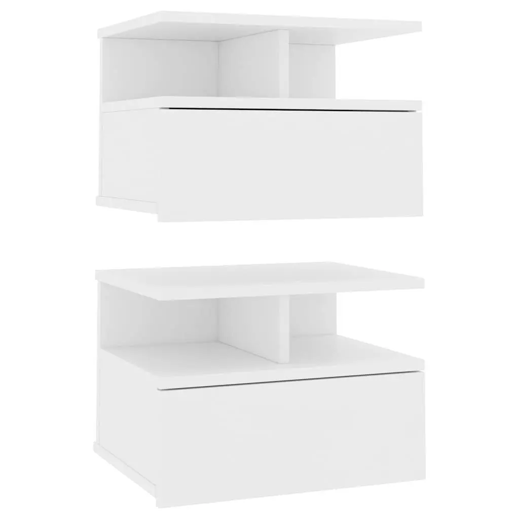 White Floating Nightstand with Integrated Drawer