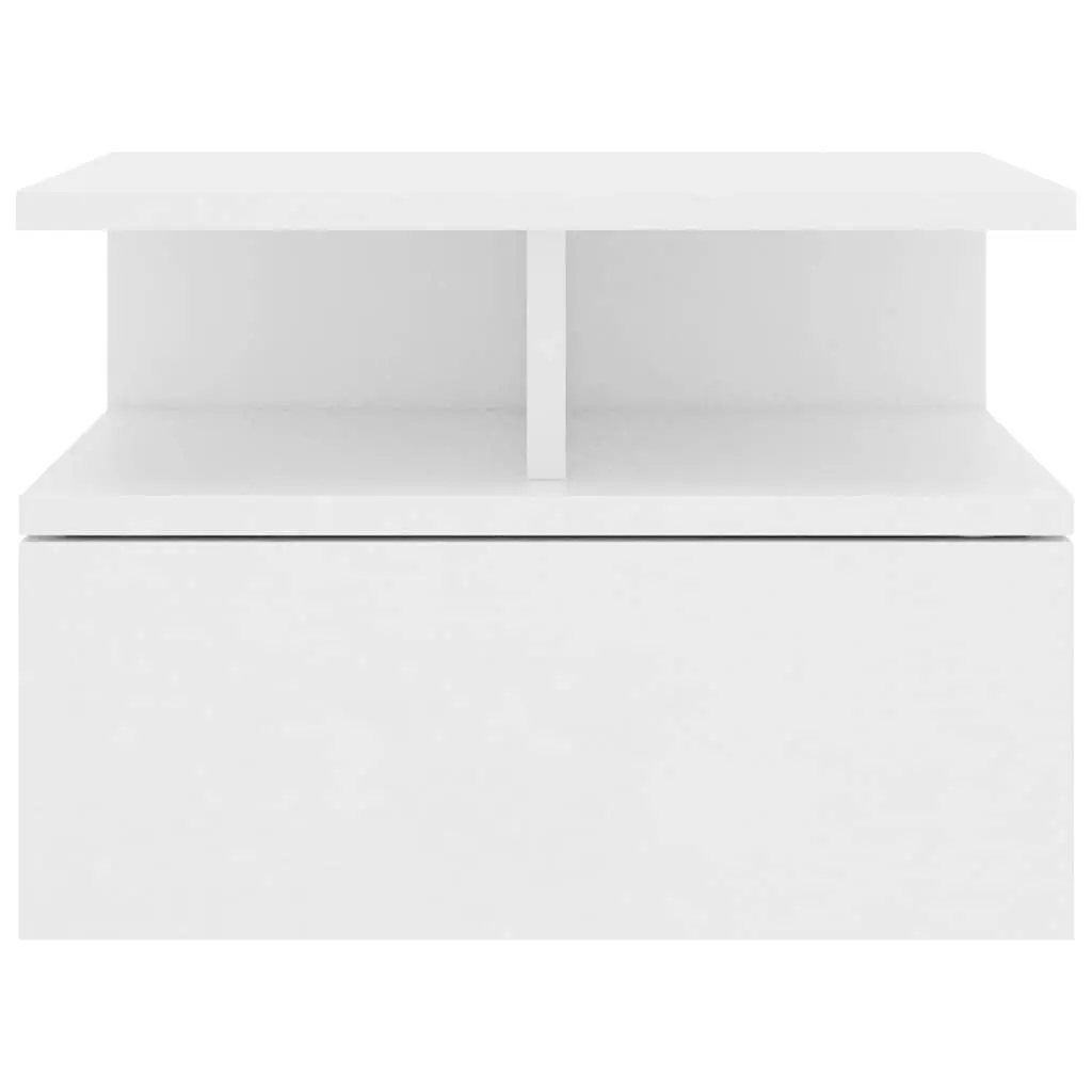 White Floating Nightstand with Integrated Drawer