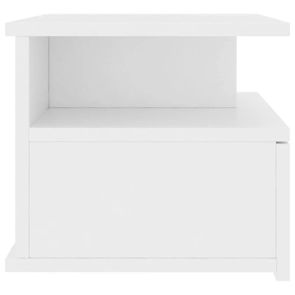 White Floating Nightstand with Integrated Drawer
