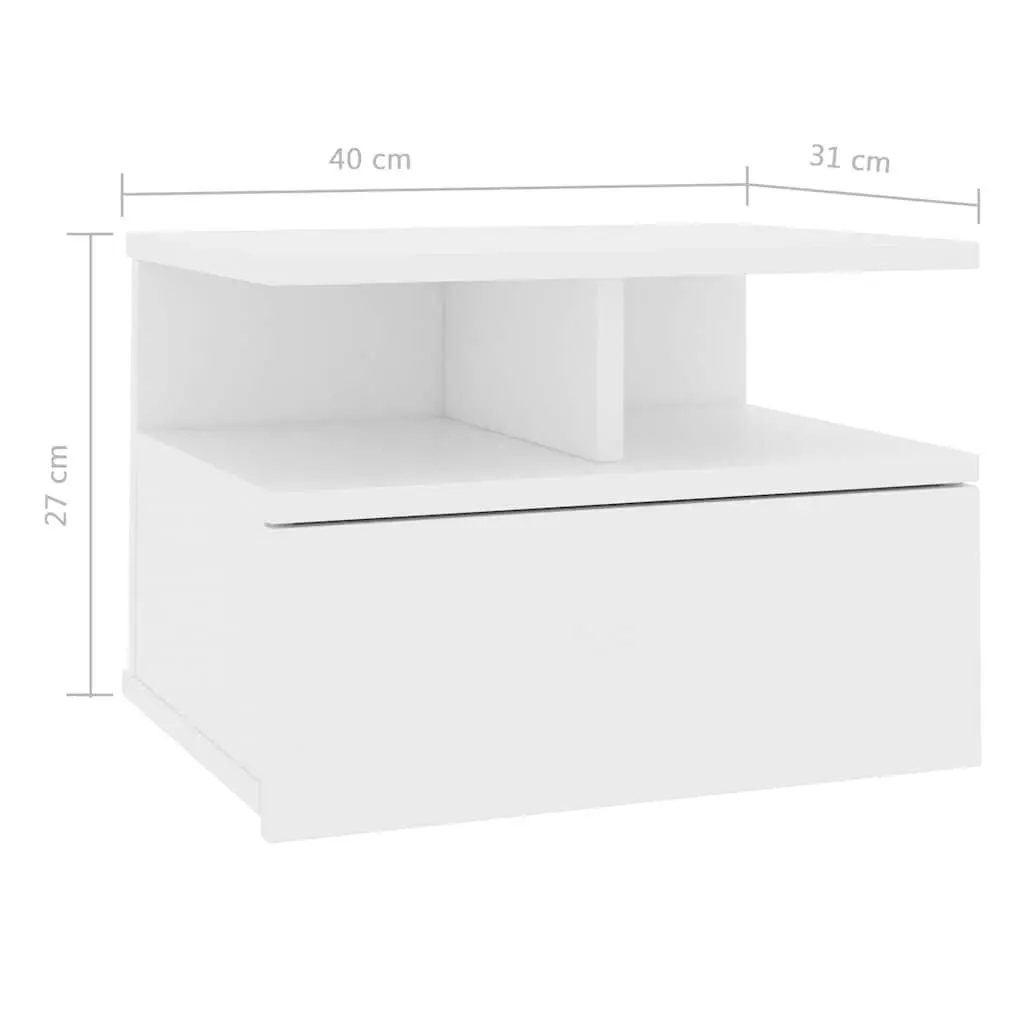 White Floating Nightstand with Integrated Drawer