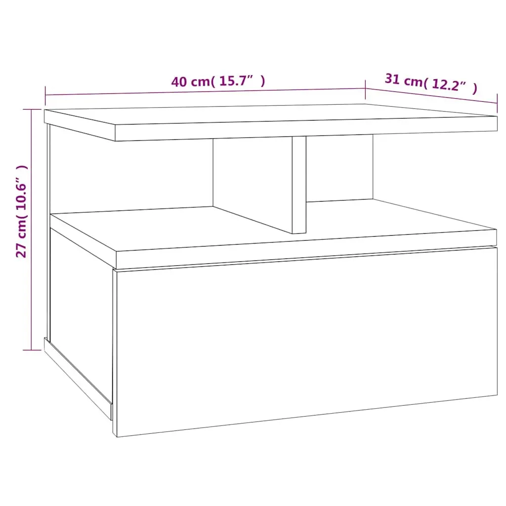 Sonoma Oak Floating Bedside Table with Storage Compartment