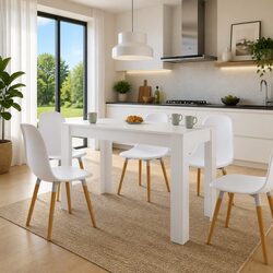 White Engineered Wood Dining Table for Kitchen 120x60 cm