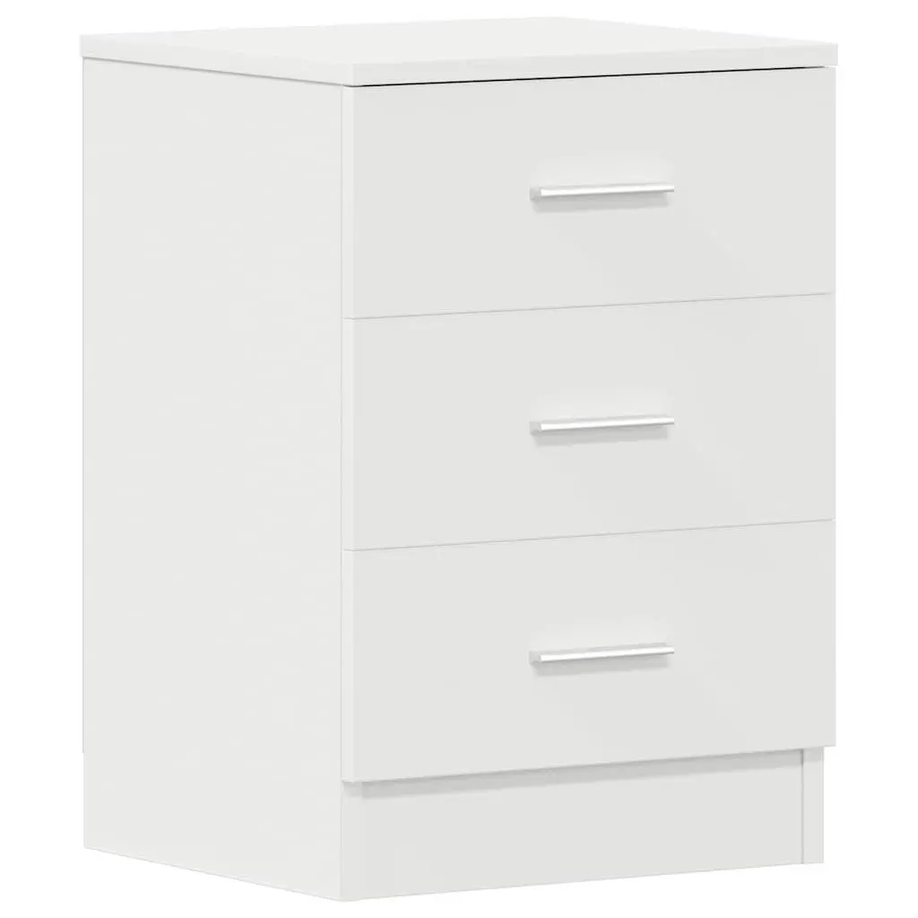 White Bedside Cabinet with 3 Drawers in Engineered Wood