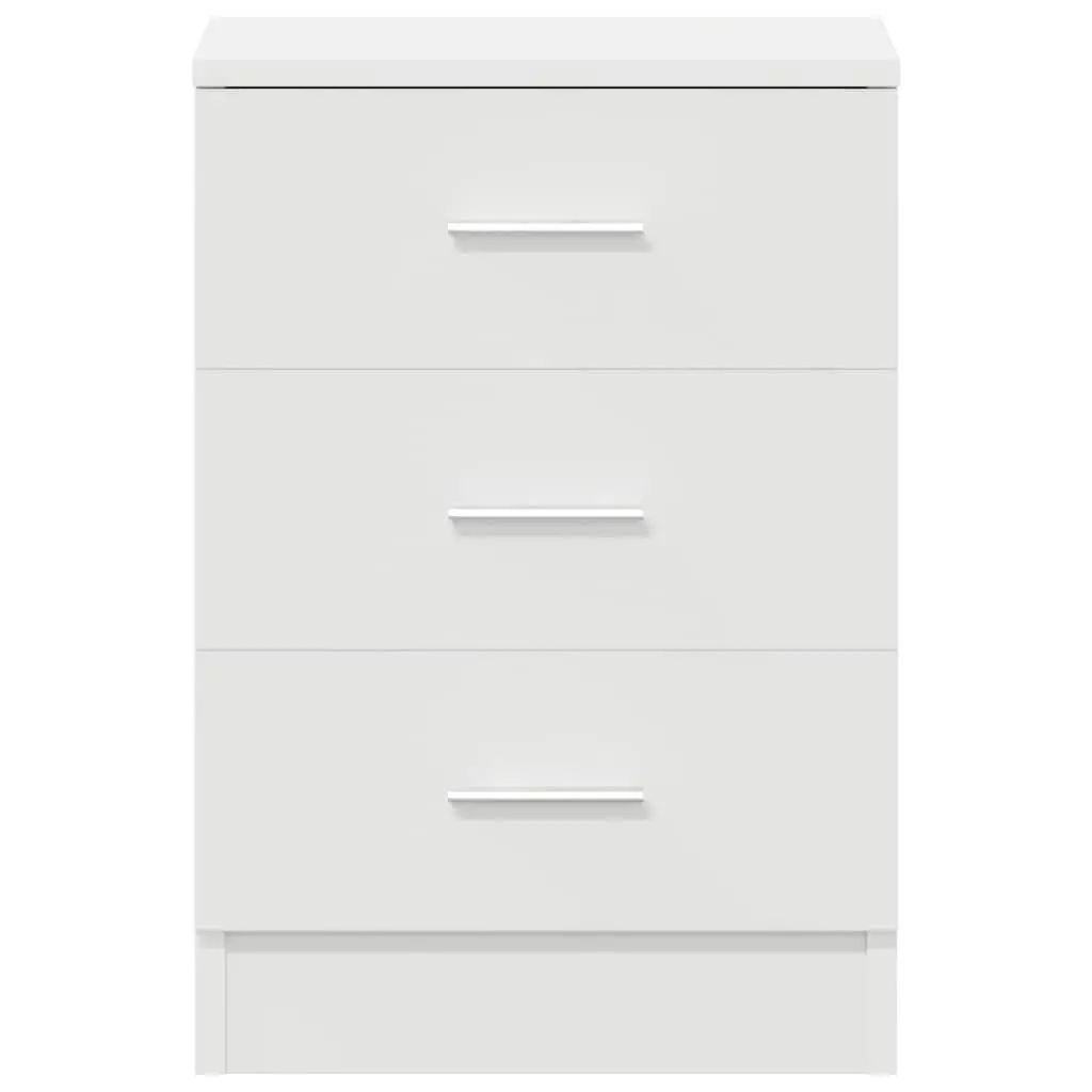 White Bedside Cabinet with 3 Drawers in Engineered Wood