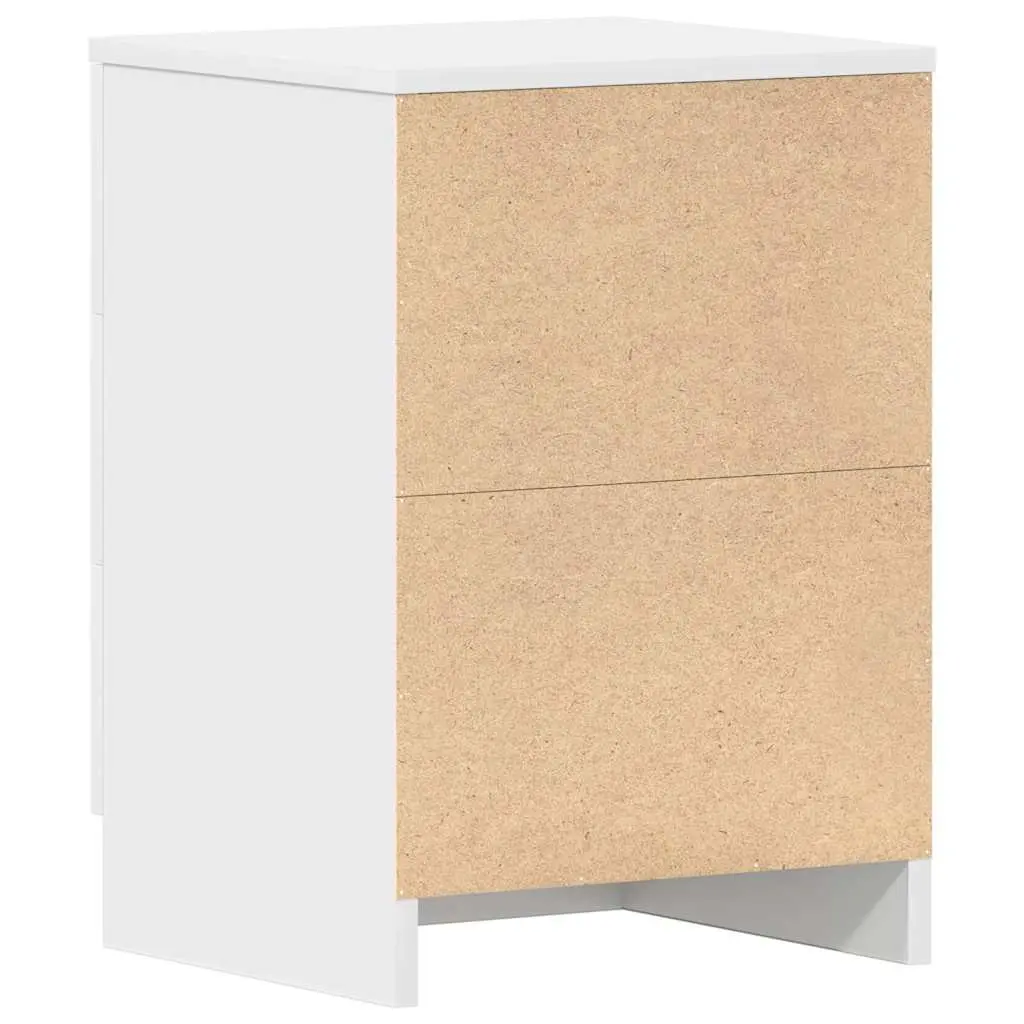 White Bedside Cabinet with 3 Drawers in Engineered Wood