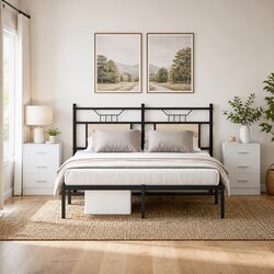 Bedside Cabinets 2 pcs White Engineered Wood Nightstand Storage Drawers
