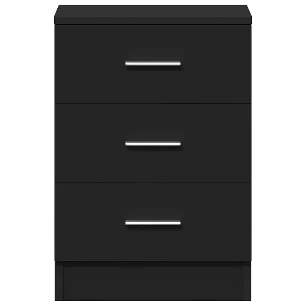 Black 3 Drawer Nightstand for Storage
