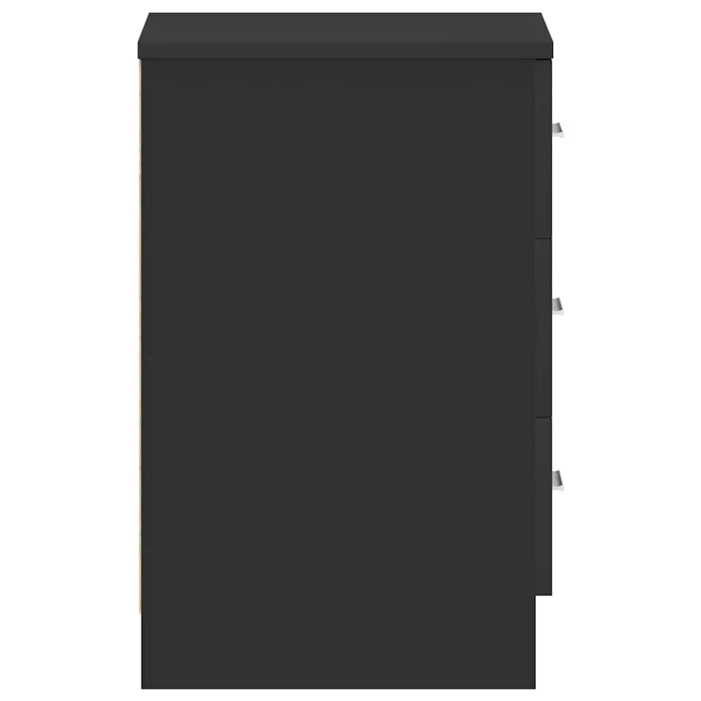 Black 3 Drawer Nightstand for Storage