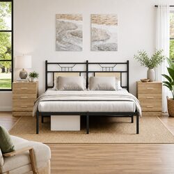 Stylish Brown Engineered Wood Bedside Tables with Drawers
