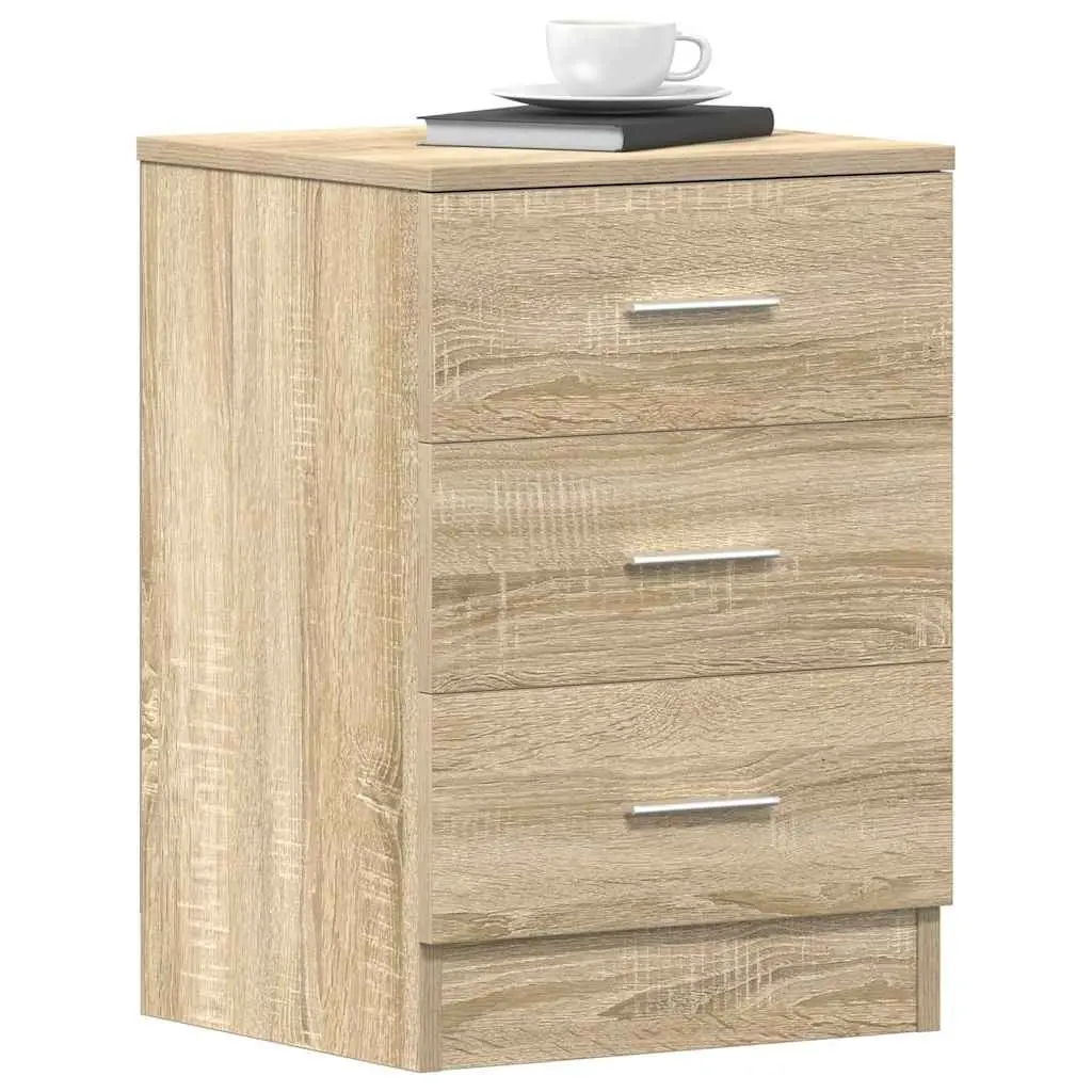 Brown Engineered Wood Bedside Tables with Drawers