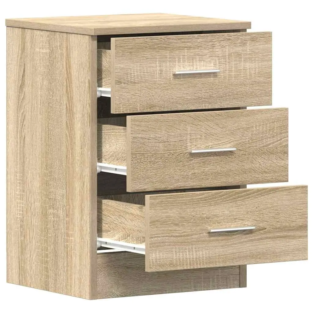 Brown Engineered Wood Bedside Tables with Drawers