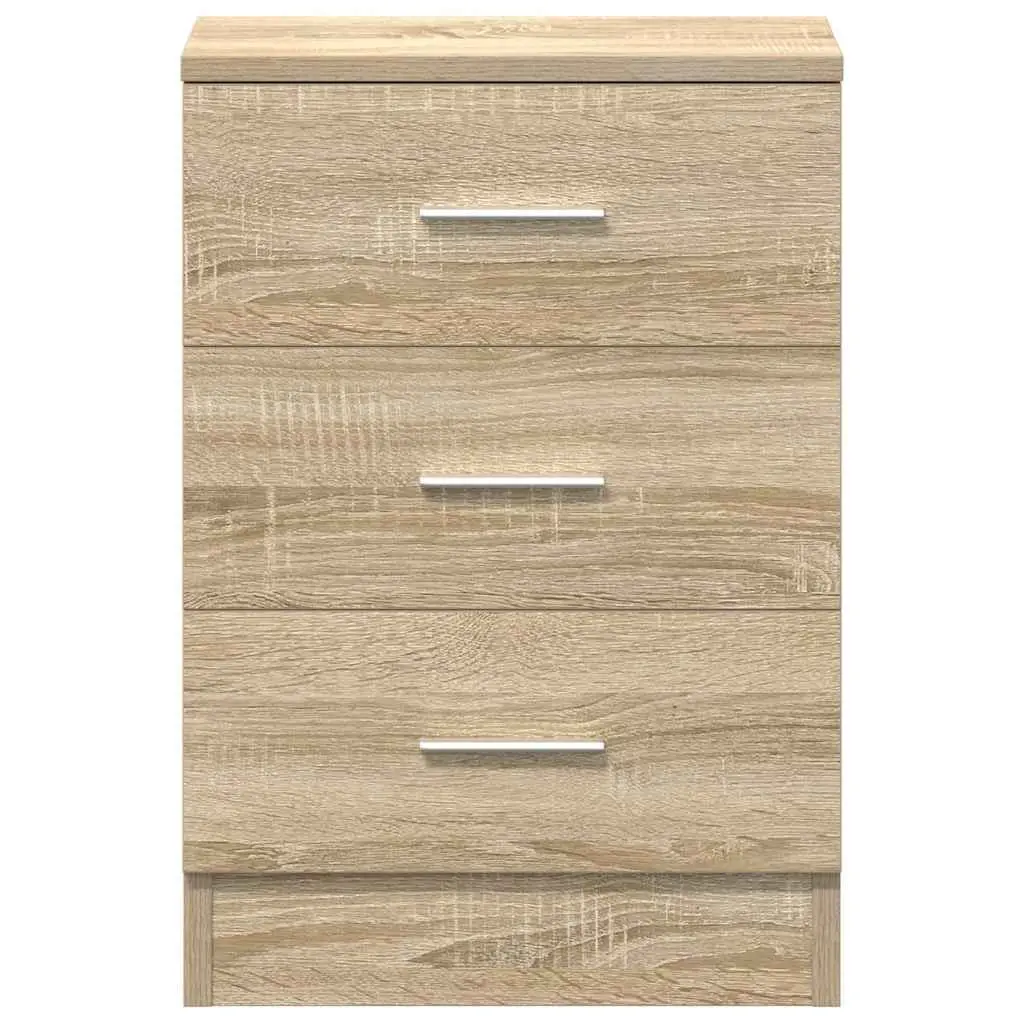Brown Engineered Wood Bedside Tables with Drawers
