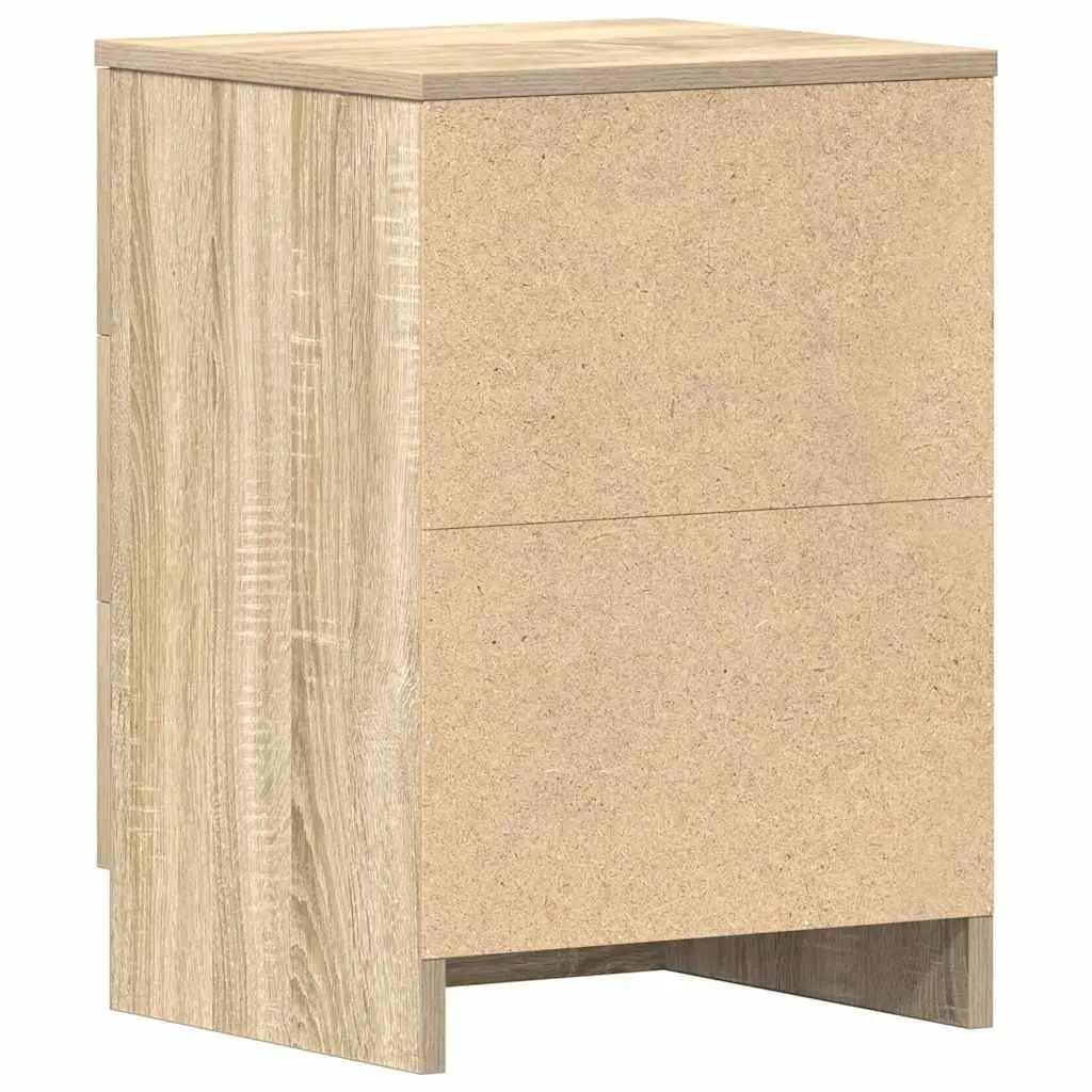 Brown Engineered Wood Bedside Tables with Drawers