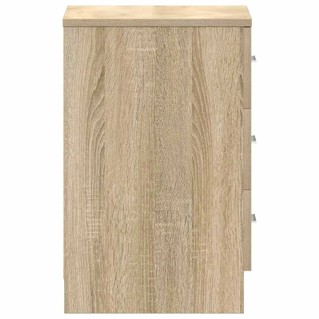 Brown Engineered Wood Bedside Tables with Drawers