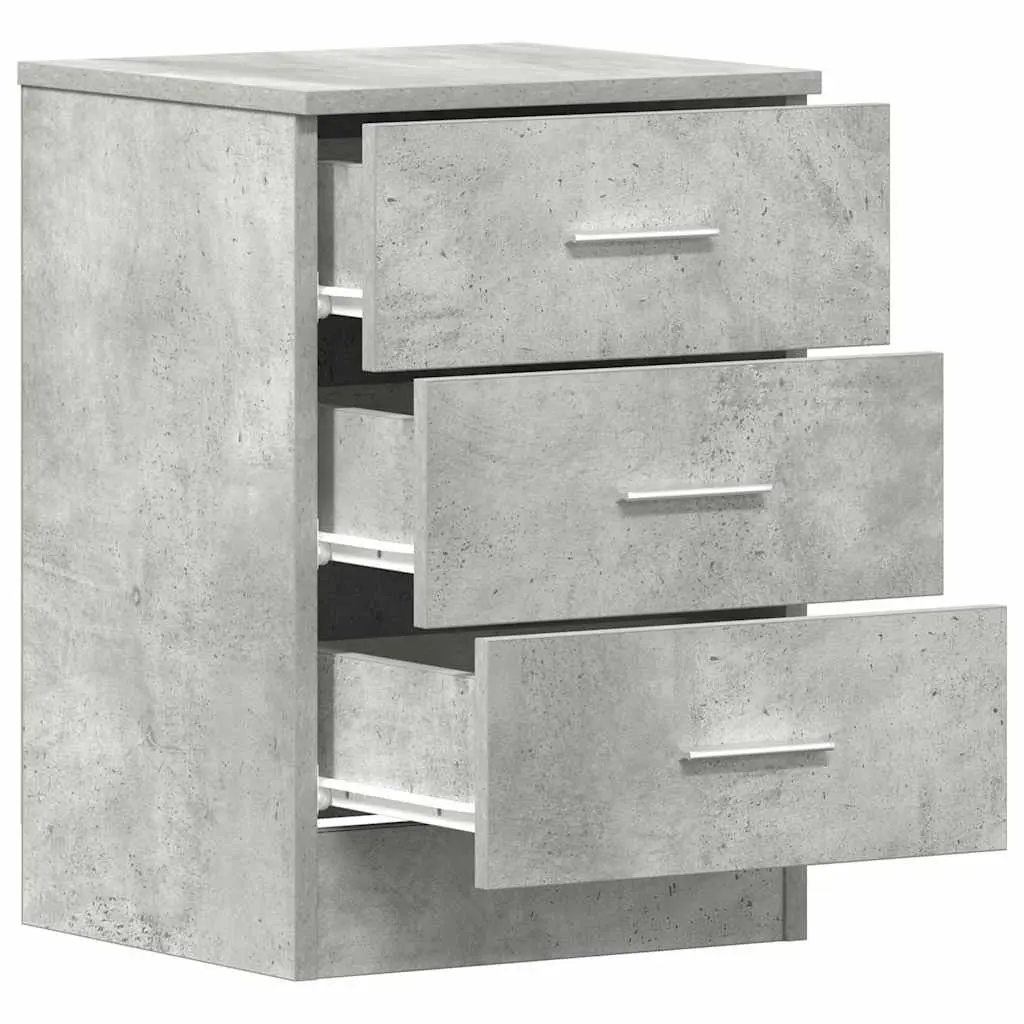 Grey 3-Drawer Bedside Cabinet for Sturdy Storage